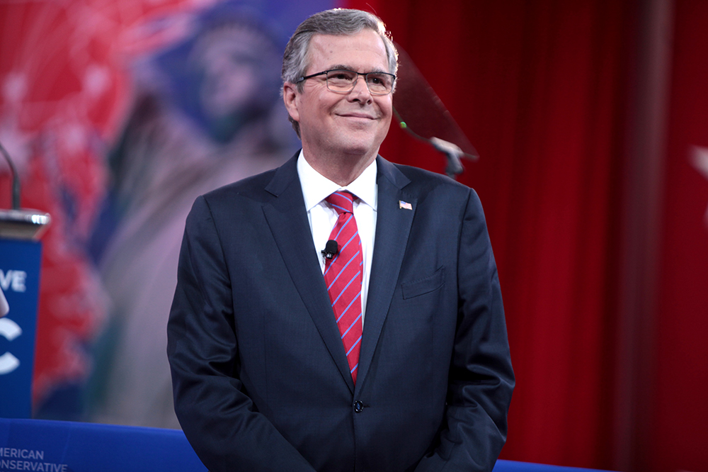 photo of former Florida Governor Jeb Bush at recent republican debate talking about the problem of addiction in the U.S.