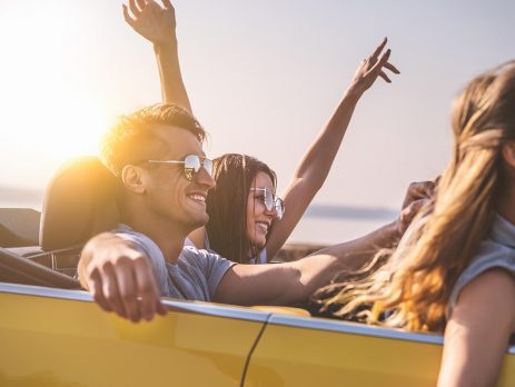 group of people in a car