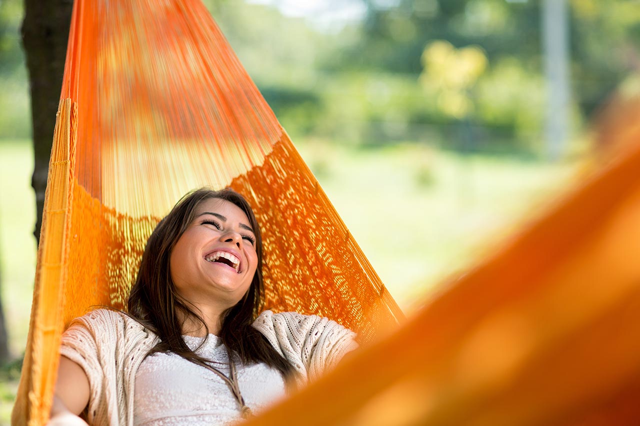 sober woman in hammock