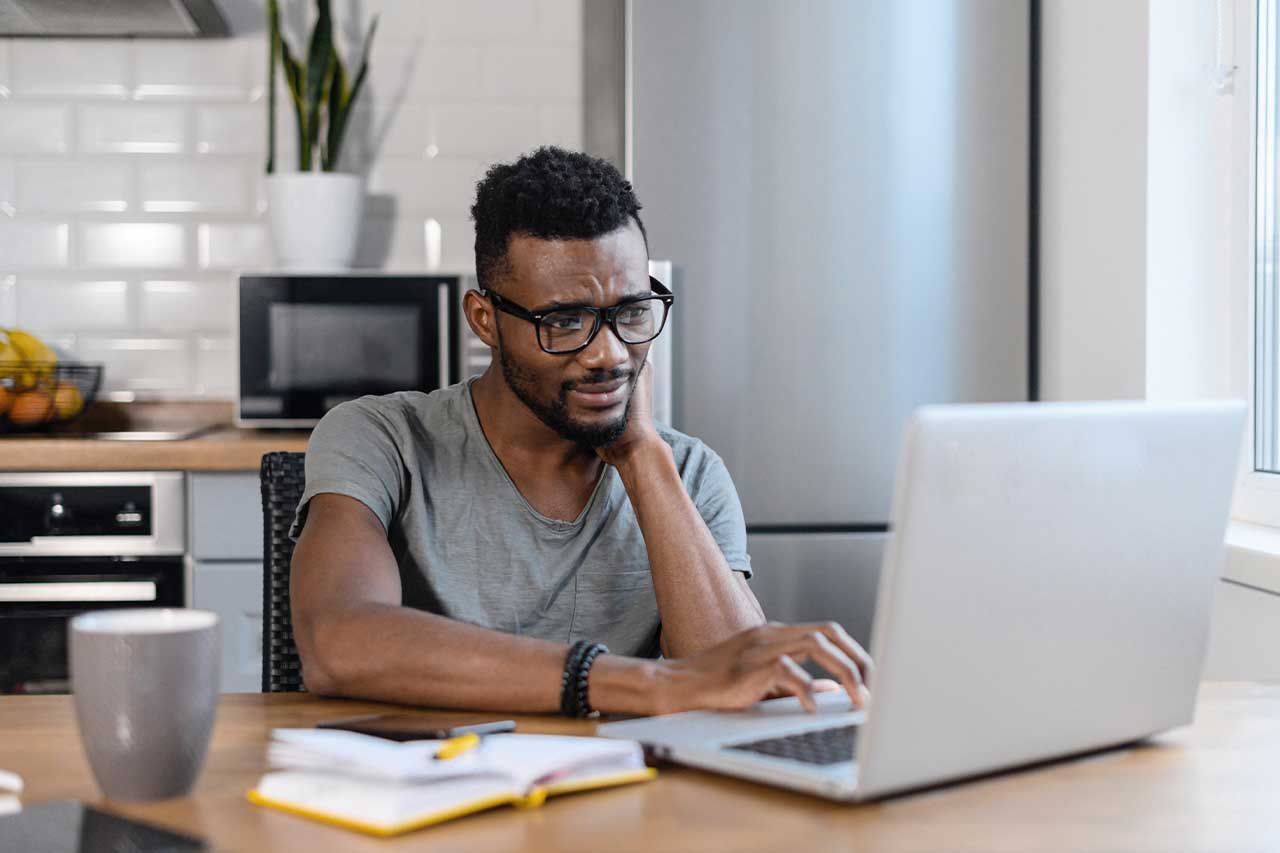 man working on a laptop