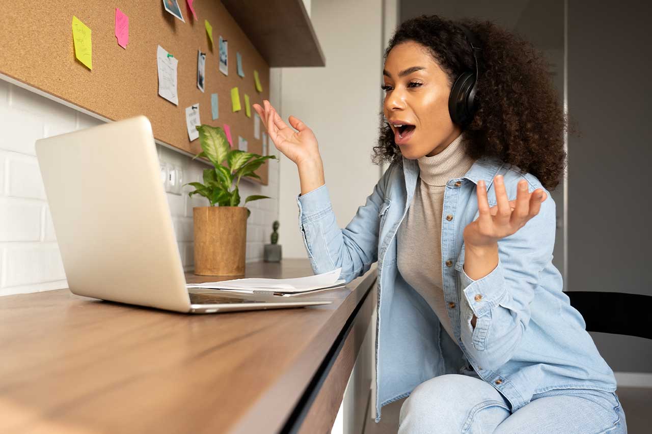 woman in a virtual meeting